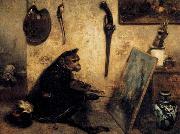 Alexandre Gabriel Decamps The Monkey Painter oil painting